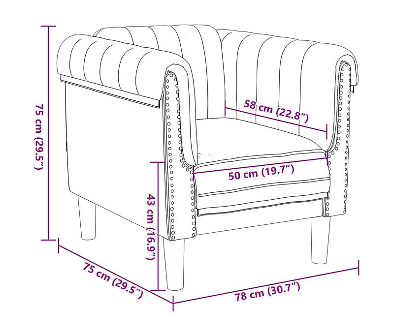 Sofa Chair Brown Faux Suede Leather