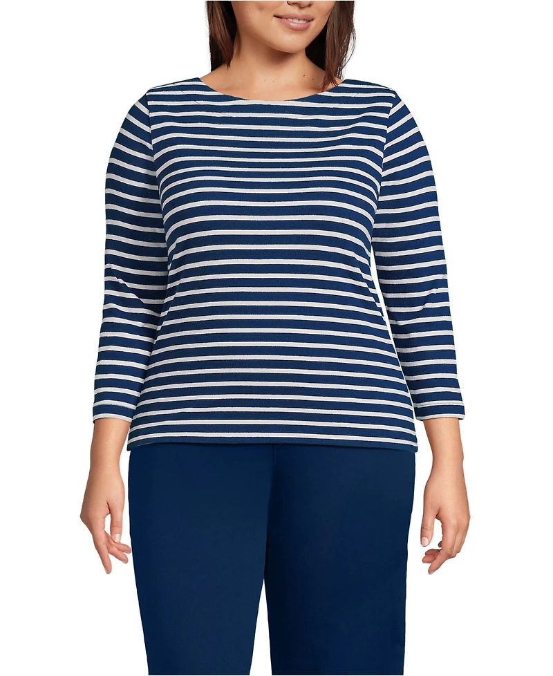 Lands' End Plus Mariner Jersey Boatneck Top