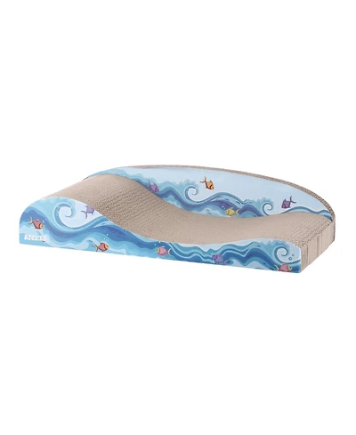 Kokomo 23.75" Coastal Cardboard Lounge Bed Cat Scratcher with Catnip, Blue