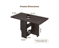 gaomon Space Saving Folding Dining Table with 2 Tier Storage-Extendable Drop Leaf Farmhouse Wood Kitchen Dining Room Tables Set for 4 (Dark Walnut