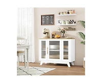 gaomon Buffet Storage Cabinet with Fluted Glass Door, 36" Modern Sideboard Cabinet with 2-Tier Storage