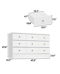 Homsee White Elegant Dresser With 9 Drawers