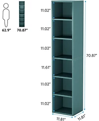 Tribesigns 70.9 Inch Tall Narrow Bookcase with Storage, 6 Tier Cube Display Shelves for Home Office