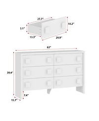 Homsee White Storage Dresser Organizer With 6 Drawers