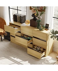 Homsee Brown 6-Drawer Wood Double Dresser Chest of Drawers