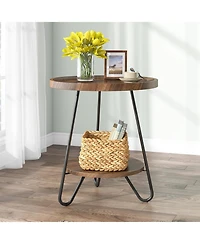 Tribesigns 2-Tier End & Side Table with Metal Legs, Modern Industrial Beside Table, Small Accent Table Snack Table