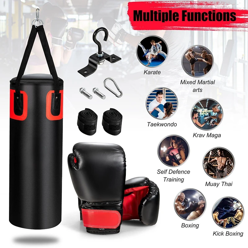 56 lbs Filled Punching Bag Set for Adults