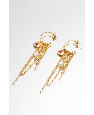 Iris Freshwater Pearl and Cubic Zirconia Radiant Reverie Cascade Hoop Earrings