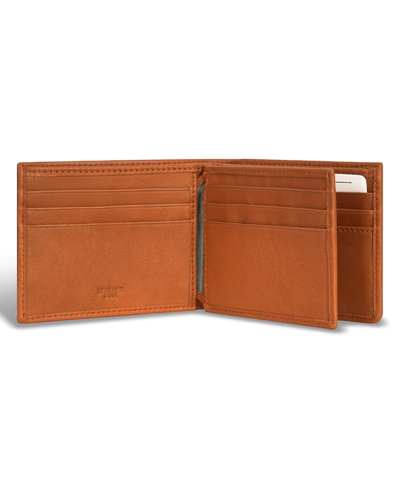 Champs Men's Denim Collection Leather Center Wing Wallet
