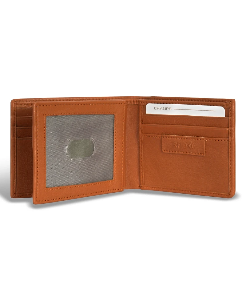 Champs Men's Denim Collection Leather Center Wing Wallet