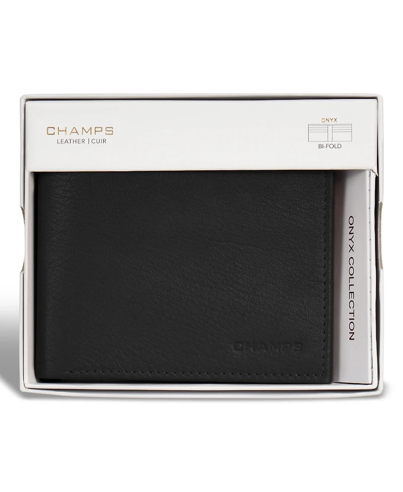Champs Men's Onyx Collection Leather Bi-Fold Wallet