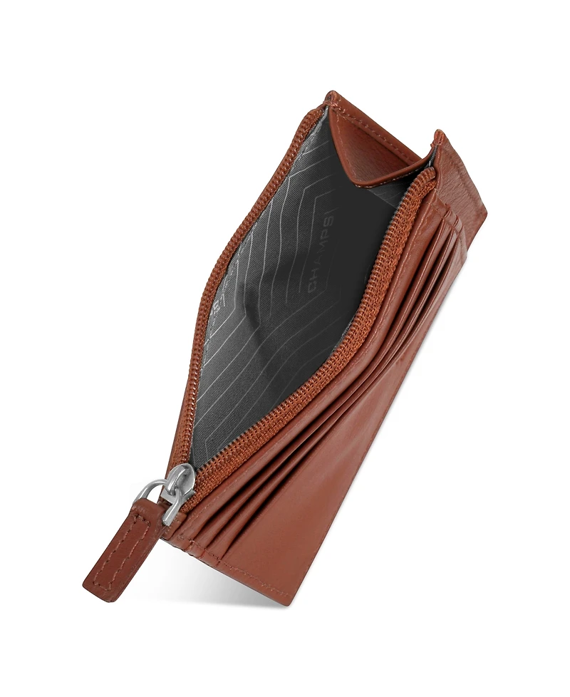 Champs Men's Onyx Collection Leather Zip Card Case