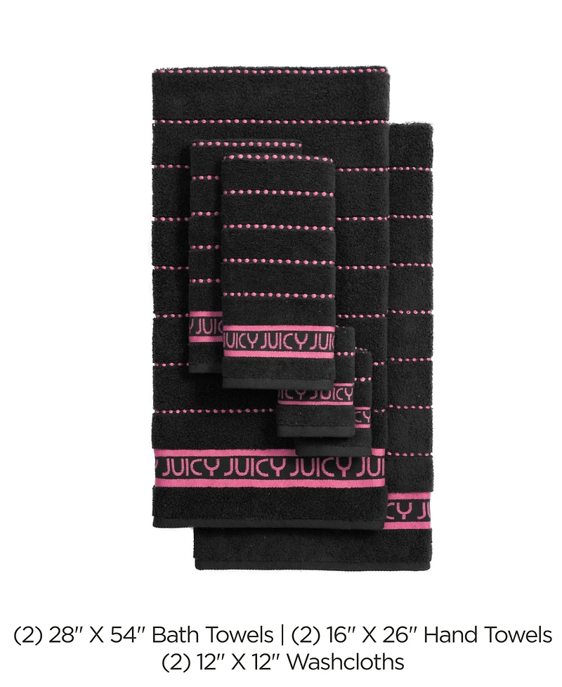 Juicy Couture Stripe Cotton 6-Pc. Bath Towel Set