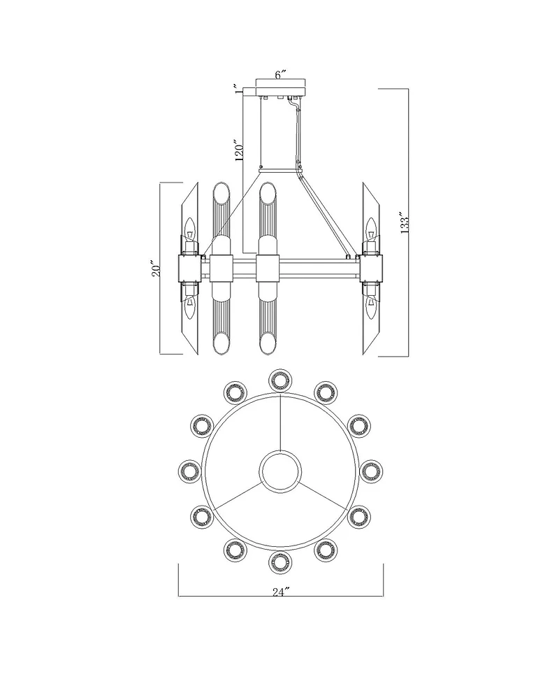 Cwi Lighting 22" Metal Croissant Light Chandelier