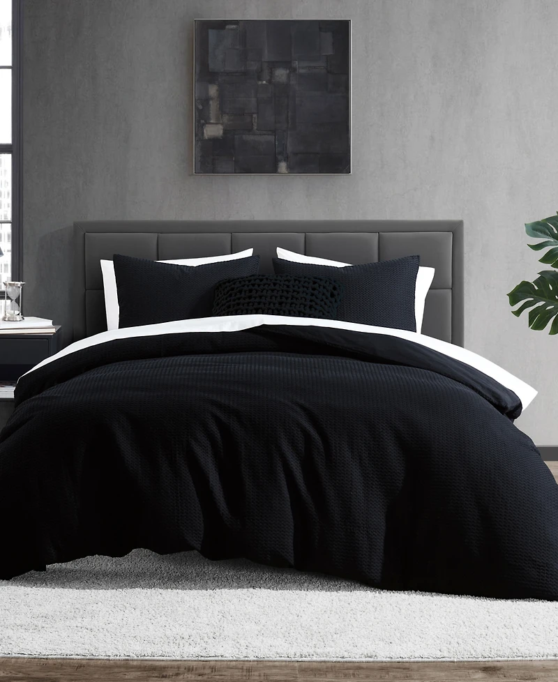 Dkny Modern Waffle 3 Piece Duvet Cover Set, King