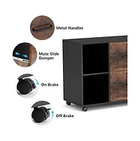 Tribesigns Large Mobile Lateral Filing Cabinet, 2 Drawer File Cabinet with Storage Shelves and Rolling Wheels