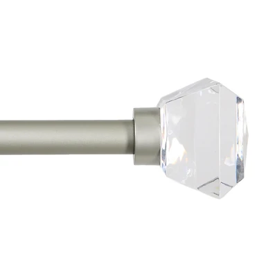 Kenney Clarissa 1-Inch Premium Decorative Curtain Rod in Brushed Nickel with Diamond Finials