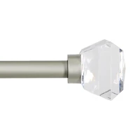 Kenney Clarissa 1-Inch Premium Decorative Curtain Rod in Brushed Nickel with Diamond Finials