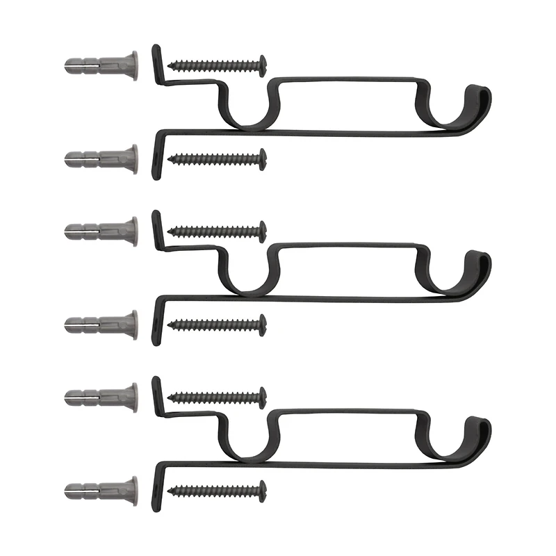 Kenney 5/8 Inch Standard Double Curtain Rod with Decorative Ball Finials in Matte Black
