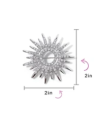 Bling Jewelry Summer Flaming Sunshine Micro Pave Cz Starburst Celestial Sunburst Sun Pin Brooch Brass