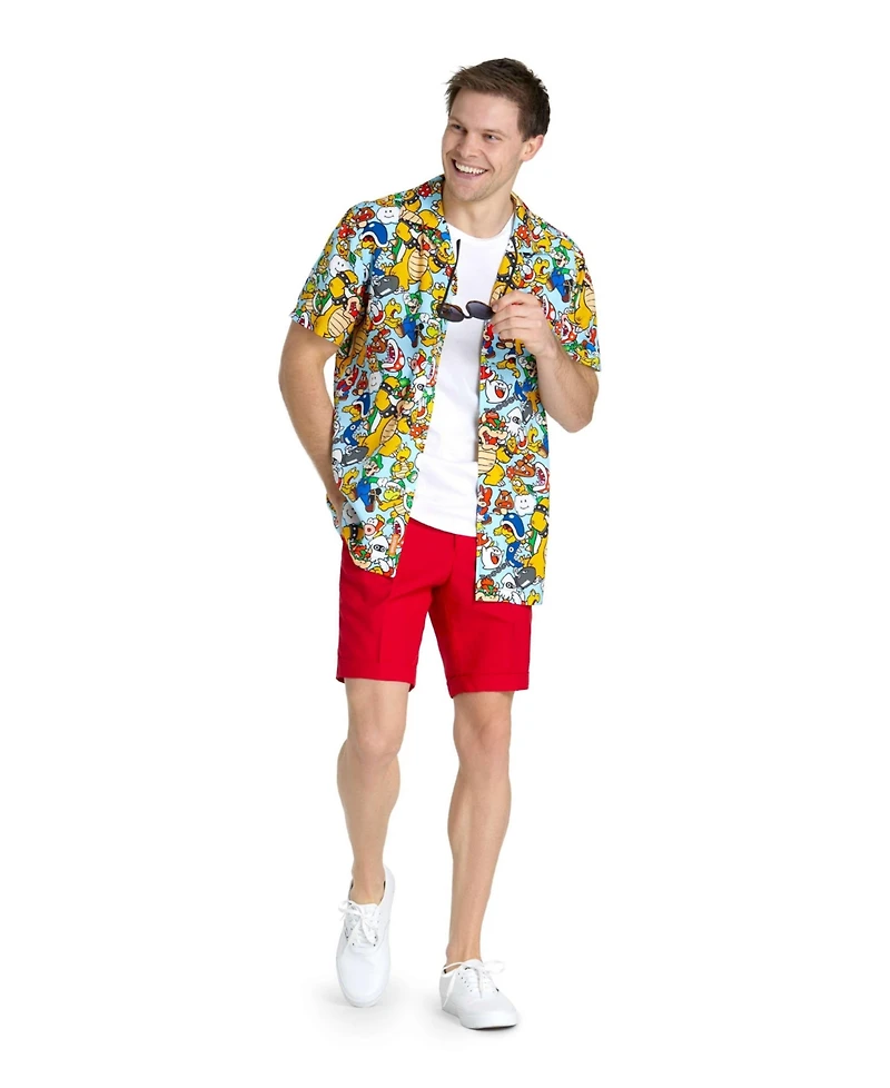 OppoSuits Men's Hawaiian Shirt - Short Sleeve Sonic Retro Multicolor