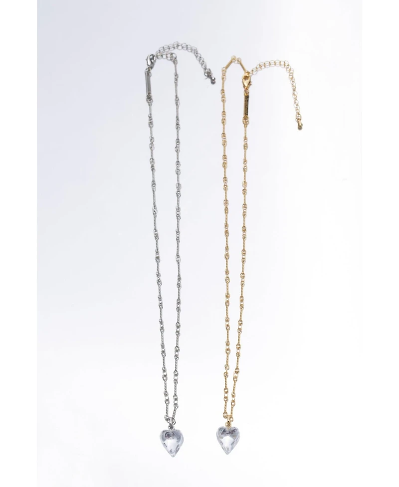 Frost Heart Necklace and Earrings Set