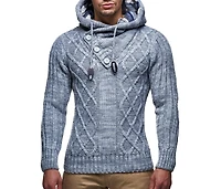 Leif Nelson Men s Knitted Pullover | Long-Sleeved Slim fit Hoodie Basic Winter Hoodie-Sweater for