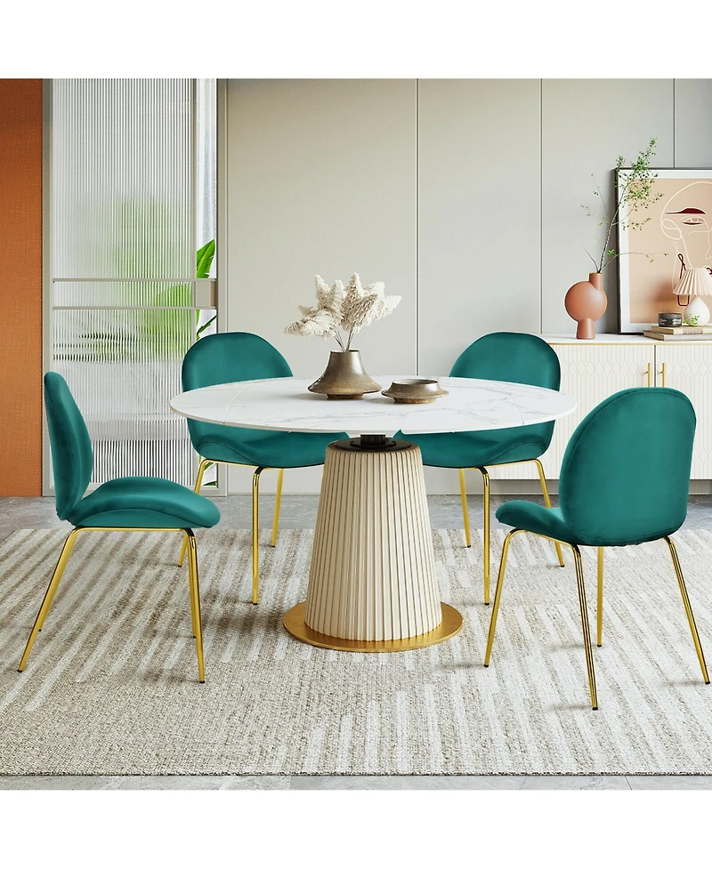 Gymax 4PCS Velvet Dining Chair Accent Leisure Armless Side Green