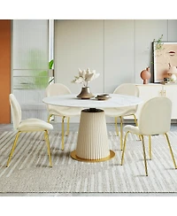 Gymax 4PCS Velvet Dining Chair Accent Leisure Armless Side Green