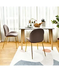 Gymax 4PCS Velvet Dining Chair Accent Leisure Armless Side Green