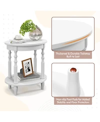 Gymax 2 Pcs 2-Tier End Table Oval Compact Sofa Side Nightstand w/ Storage Shelf