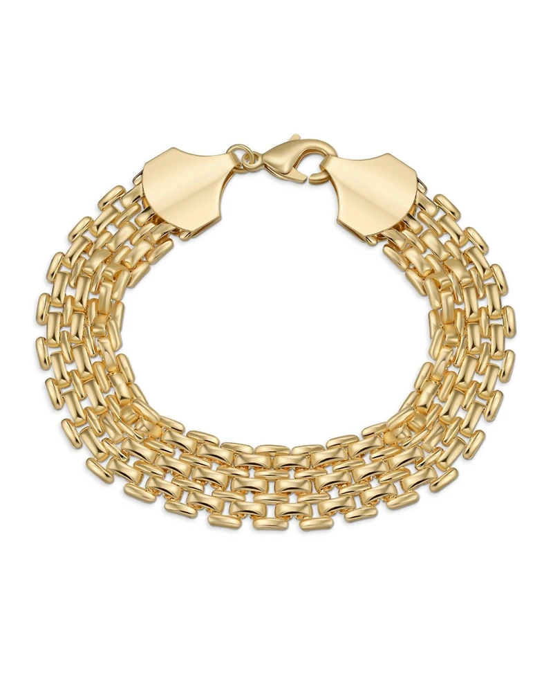 Bling Jewelry Jewelry Set Classic Panther Link Collar Necklace and Bracelet Yellow Gold Plated