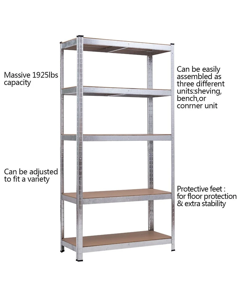 Sugift 72 Inch Storage Shelf Steel Metal 5 Levels Adjustable Shelves