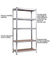 Sugift 72 Inch Storage Shelf Steel Metal 5 Levels Adjustable Shelves