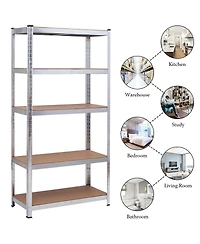 Sugift 72 Inch Storage Shelf Steel Metal 5 Levels Adjustable Shelves