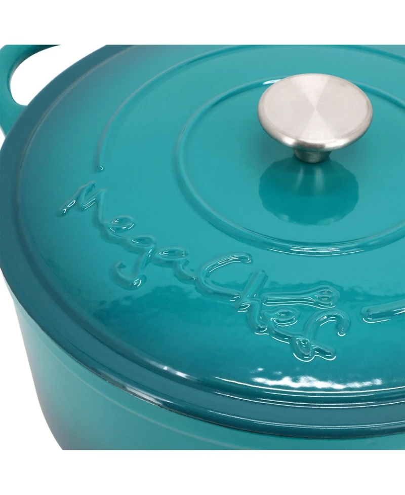 MegaChef 6.35 Quart Round Enameled Cast Iron Dutch Oven with Self Basting Lid