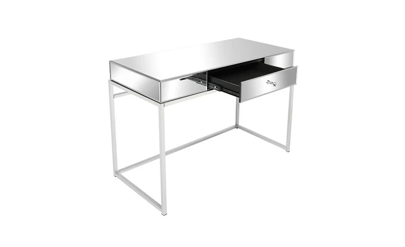Slickblue Modern Mirrored Glass Table with One Drawer – Stylish Storage Solution