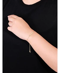 Devata Clover Box Chain Slider Bolo Bracelet in 14K Gold, Fits 6.0 in to 8.0 in wrist, approx. 4.3 grams