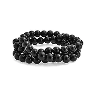 Bling Jewelry Stackable Set Of 3 Natural Stone Round Bead 8MM Multi Strand Stretch Bracelet