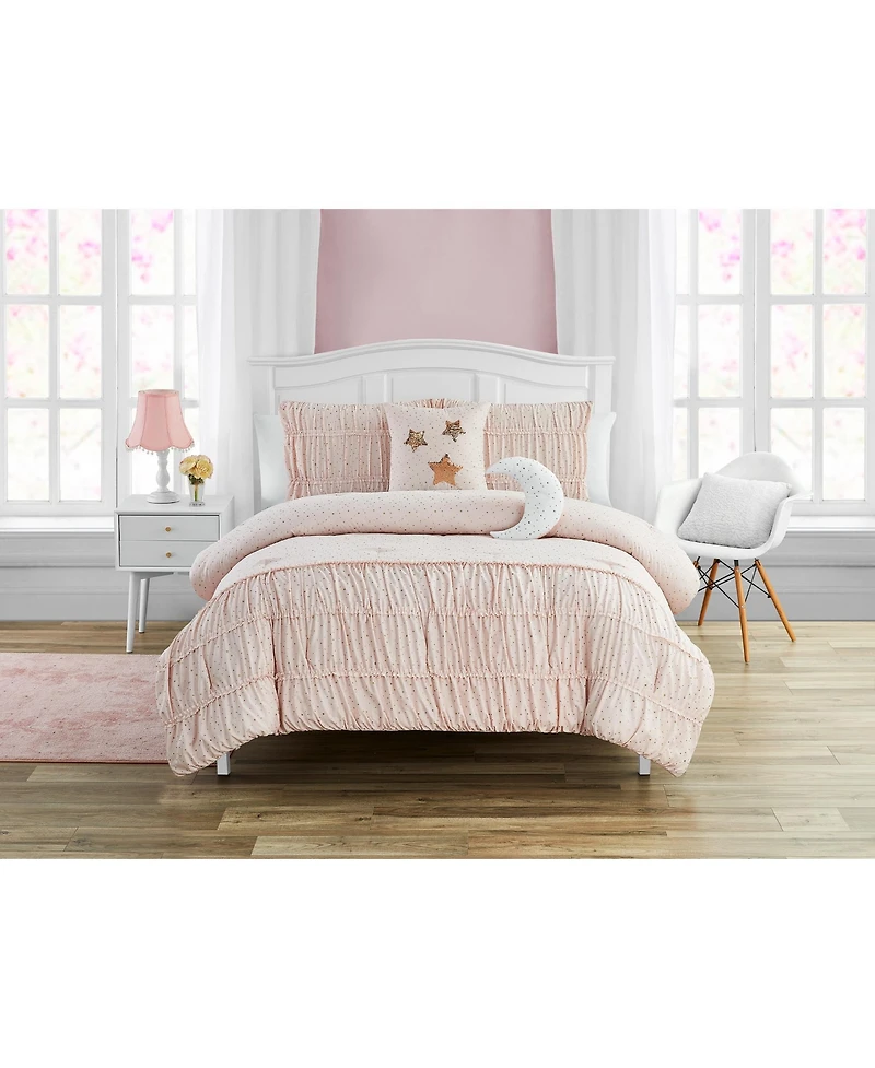 Alex + Bella Celestial Princess Pink 4-Piece Microfiber Comforter Set - Twin