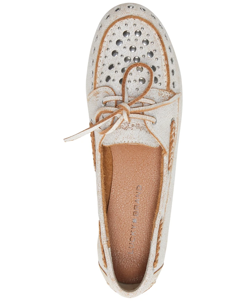 Lucky Brand Women's Timini Studded Moccasin Boat Shoe Loafers
