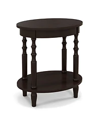Gymax 2-Tier End Table Oval Compact Sofa Side Nightstand w/ Storage Shelf Espresso