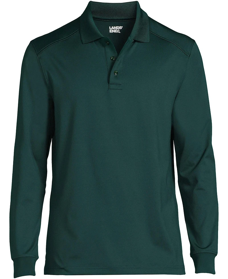 Lands' End School Uniform Men's Long Sleeve Rapid Dry Polo Shirt