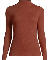 Lands' End Women's Drapey Rib Skimming Long Sleeve Mock Neck