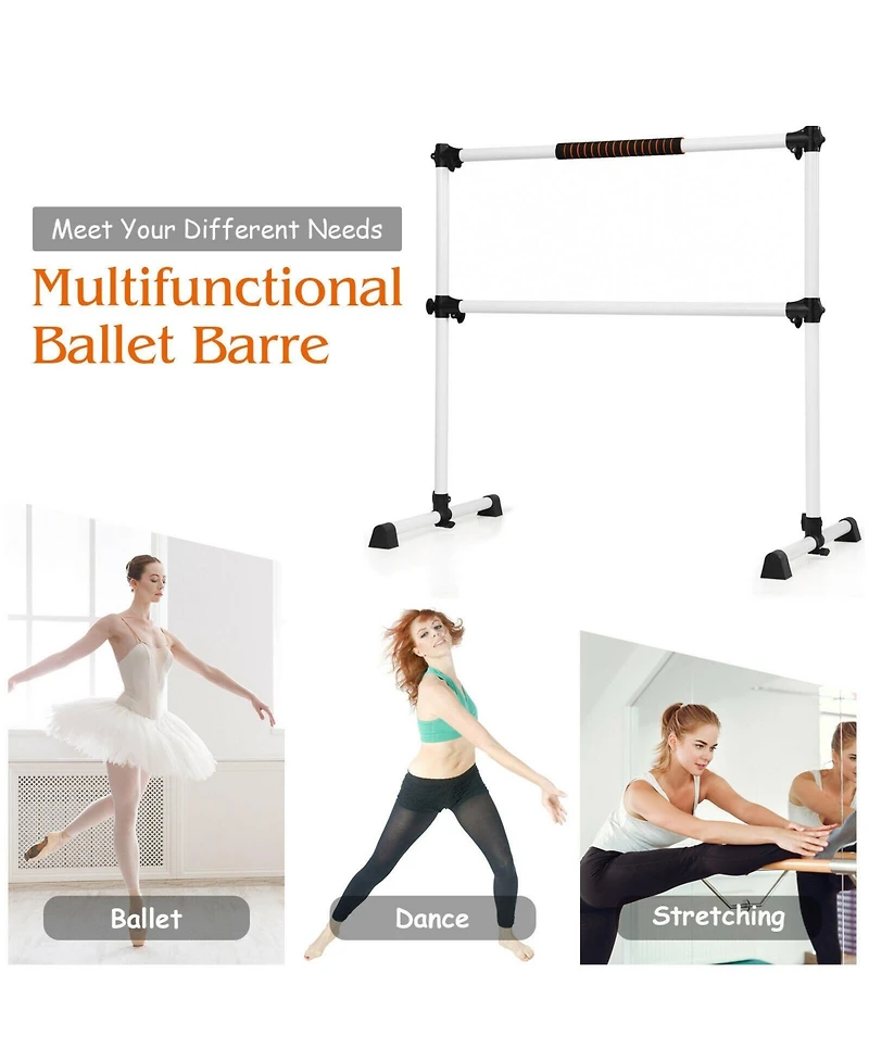 Hongge 4 Feet Portable Ballet Barre with Adjustable Height-Gray