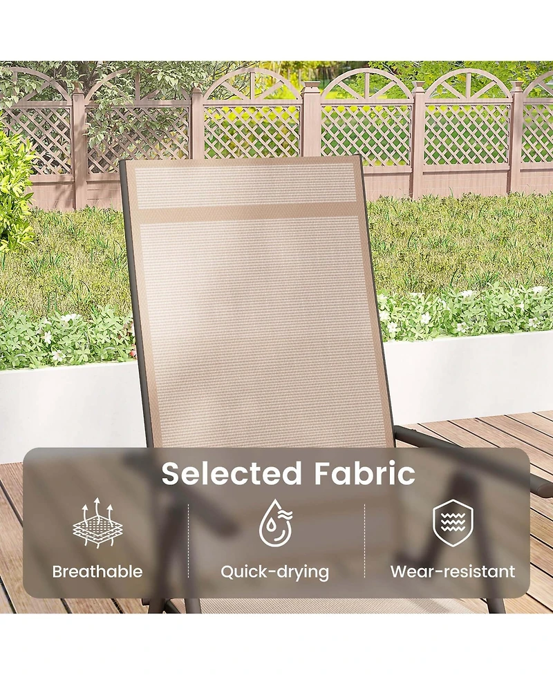 Pcs Patio Folding Dining Chair with 7-Level Adjustable High Backrest for Garden