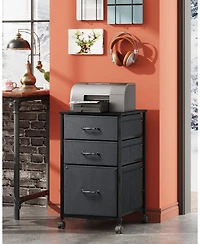 Mobile File Cabinet, Rolling Printer Stand with 3 Drawers, Fabric Vertical Filing Cabinet fits A4 or Letter Size for Home Office