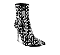 Gem Blaze Patterned Rhinestones Detail Stiletto Boots