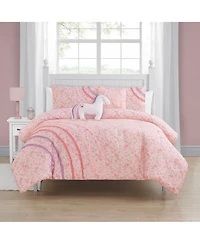 Alex + Bella Rainbow Ruffle Pink 5-Piece Ultra Soft Microfiber Comforter Set - Full