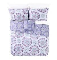 Alex + Bella Vivian Purple 4-Piece All-Season Reversible Cotton Quilt Set - Full/Queen